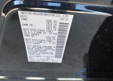 2014 Infiniti Qx60 from USA, damaged, VIN 5N1AL0MN8EC534754